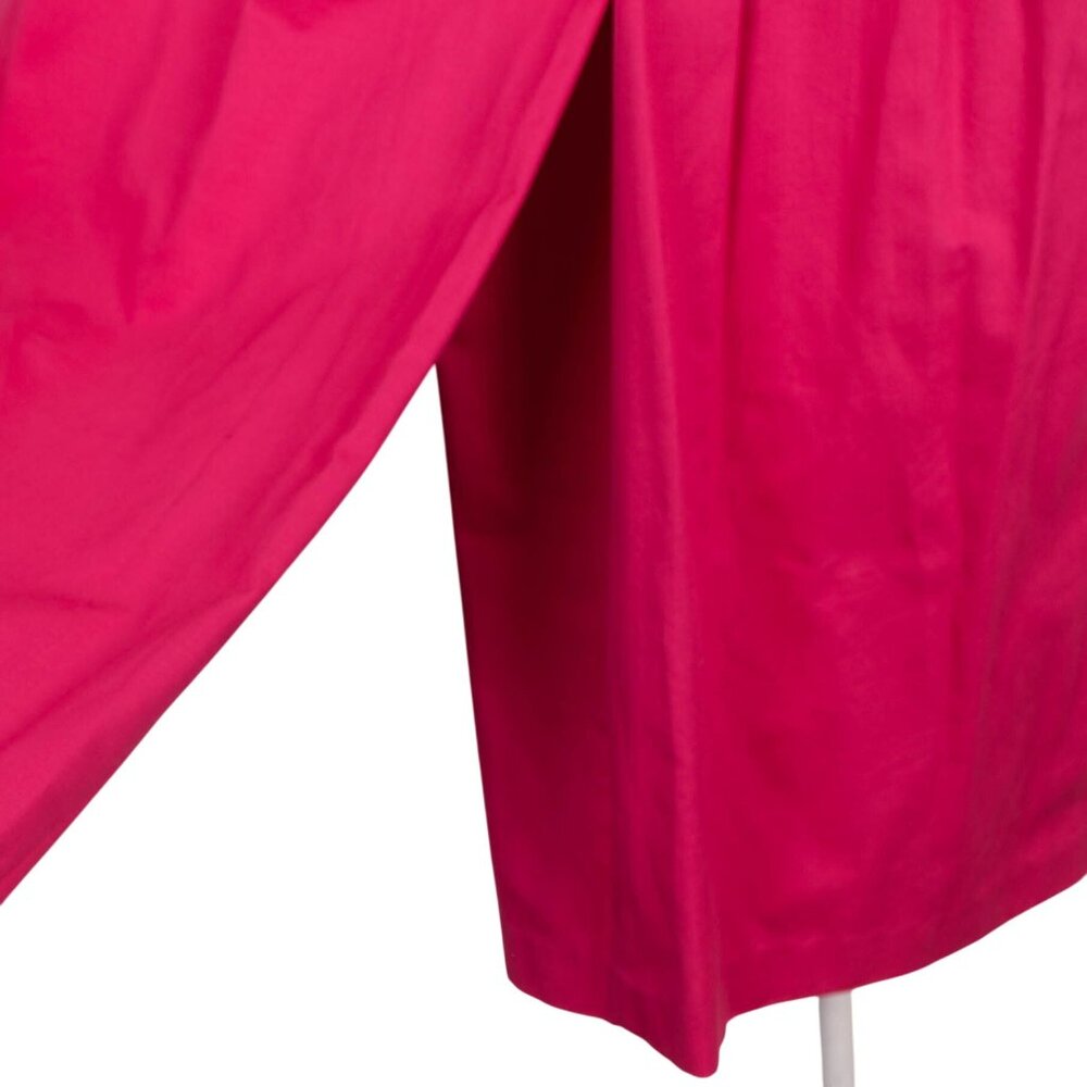 VTG Culottes 6 Pink Pleated 80s Wide Leg Pockets Elastic Waist Button Cotton - Picture 4 of 8